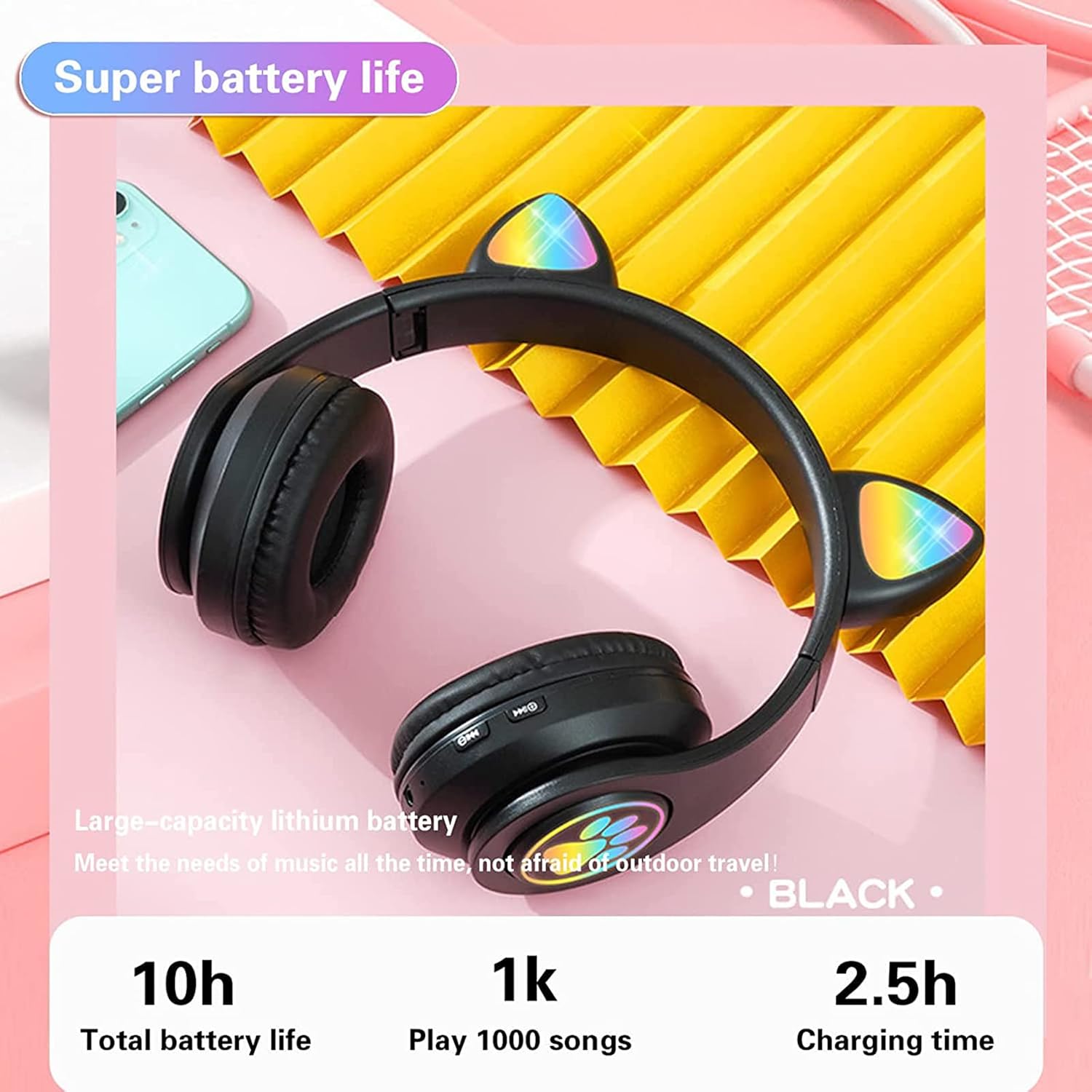 Headphones Cat headphones wireless Super Bass Headset