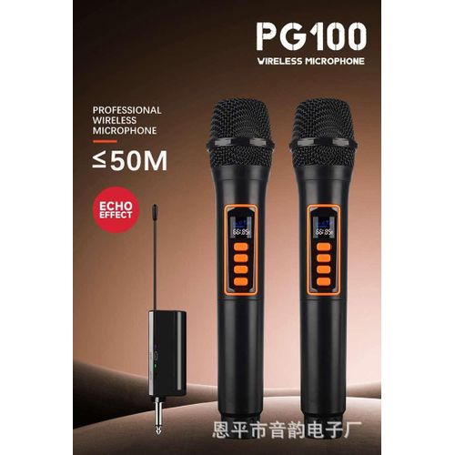 Professional Wireless Microphone VHF 2 Channel Mic