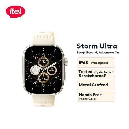 Itel Storm Ultra Smartwatch 2.02'' HD Scratchproof O23 with Hands Free Calls, Remote Camera Control, BT Calling Message Notifications, Metal Crafted -Black