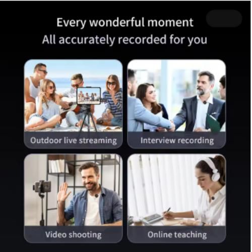 Wireless Lapel Microphone Two Users For iPhone ,Q8 Wireless Lavalier Microphone Mini Vlog Microphone Button Wireless Collar Clip