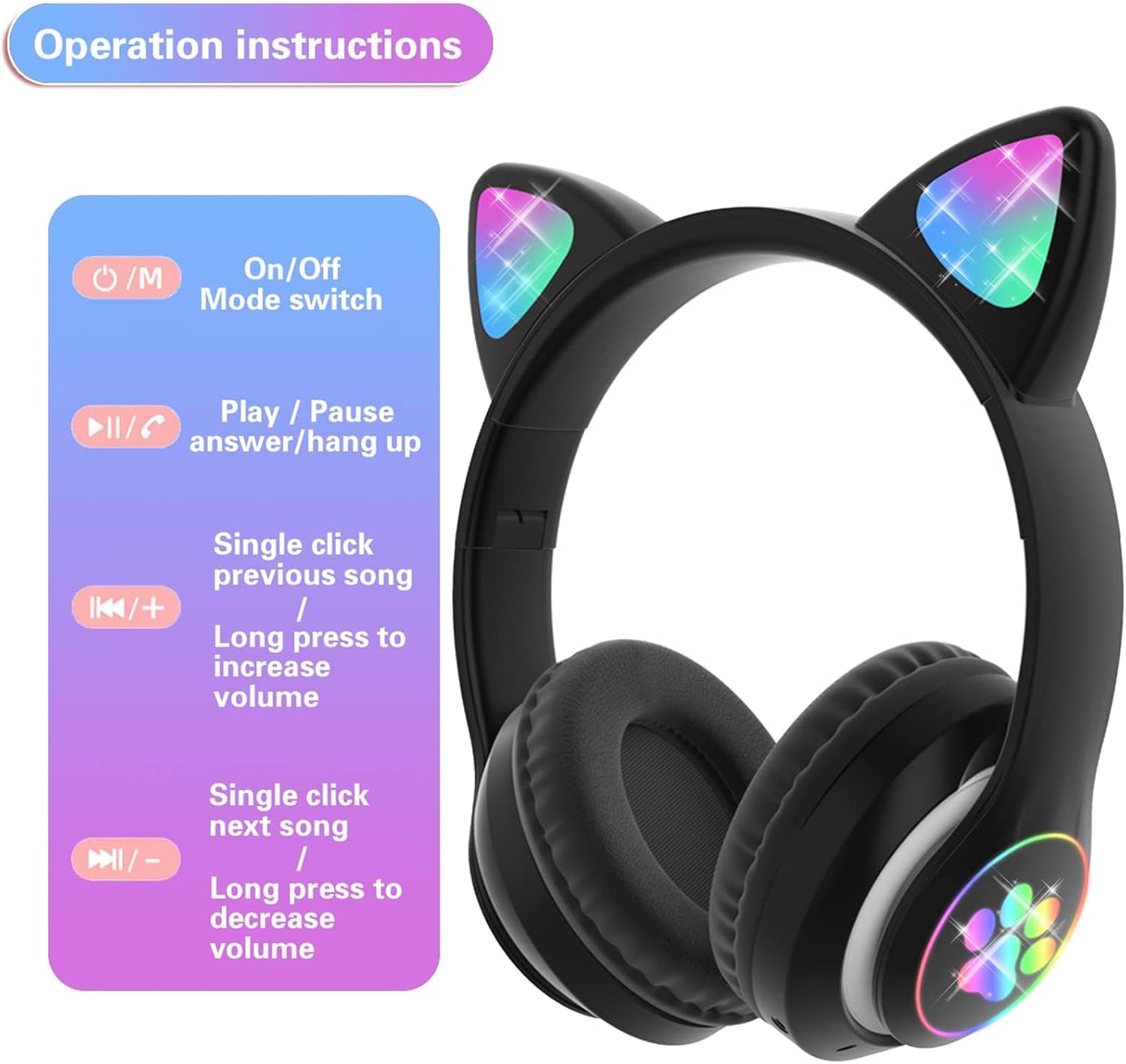 Headphones Cat headphones wireless Super Bass Headset