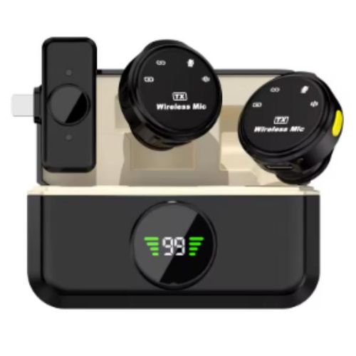 Wireless Lapel Microphone Two Users For iPhone ,Q8 Wireless Lavalier Microphone Mini Vlog Microphone Button Wireless Collar Clip