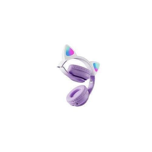Fancy Wireless Headset Cat Ear 5.0 Bluetooth Headphones LED Flashing Light Sports And Leisure Earphones For Kids Gift - Purple