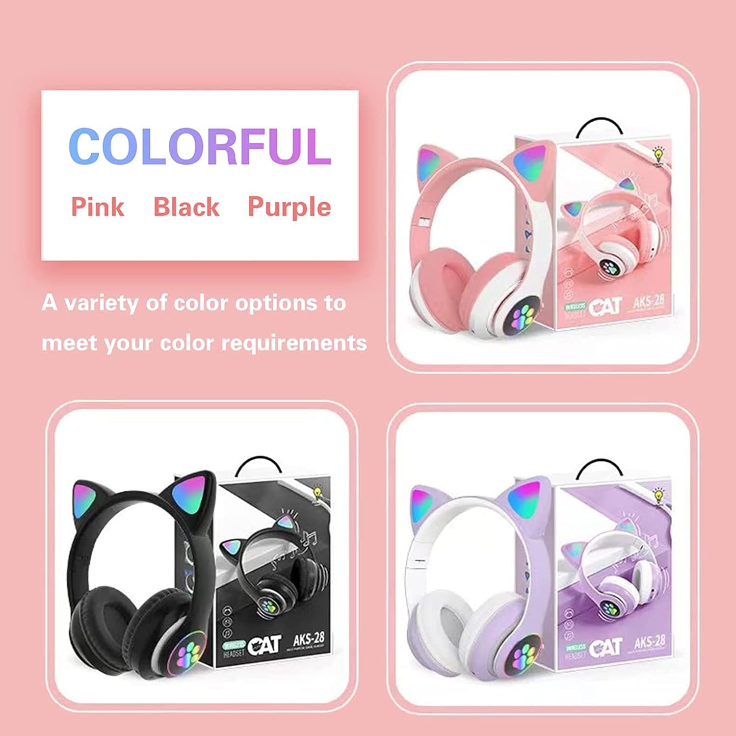 Headphones Cat headphones wireless Super Bass Headset