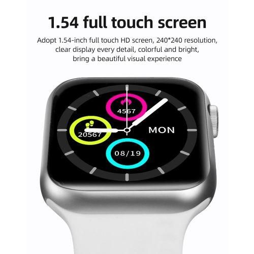 Global Version Smart Watch T500 PLUS 1.54'' IPS Full Touch Screen MTK2502 Chipset Fitness Tracker Sleep/Heart Rate Monitor BT Call/Music/Messages Push/Remote Camera Control Smartwatch for Men Women