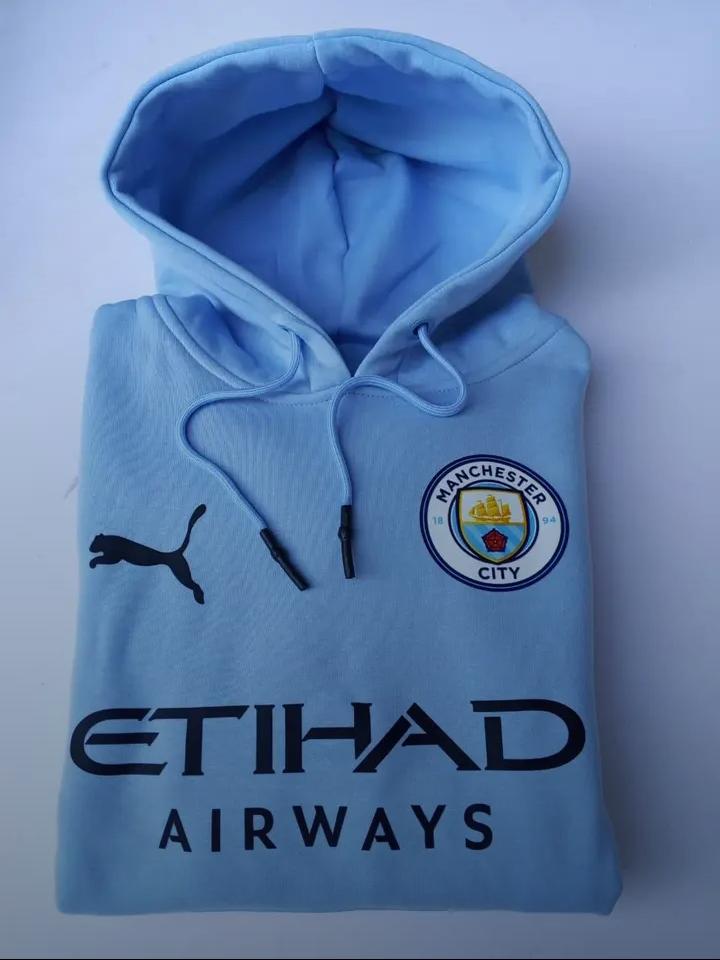 MANCHESTER CITY HOME HOODIE; Best Quality New Season Arsenal Hoodies, Unisex Adult Heavy Warm Hoodies With a Pocket And Adjustable Drawstrings