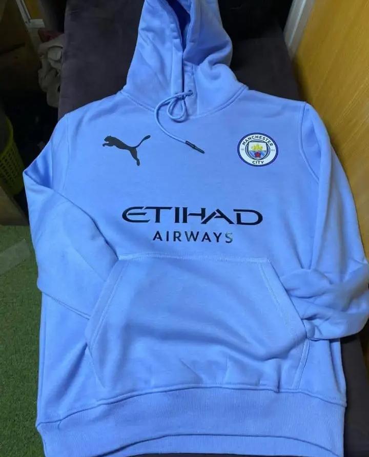 MANCHESTER CITY HOME HOODIE; Best Quality New Season Arsenal Hoodies, Unisex Adult Heavy Warm Hoodies With a Pocket And Adjustable Drawstrings