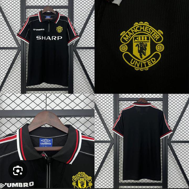 Original 98/99 MANCHESTER UNITED Black Third Vintage Retro Kit Football Jersey ; Best Quality Unisex Man U Jersey Retro Kit
