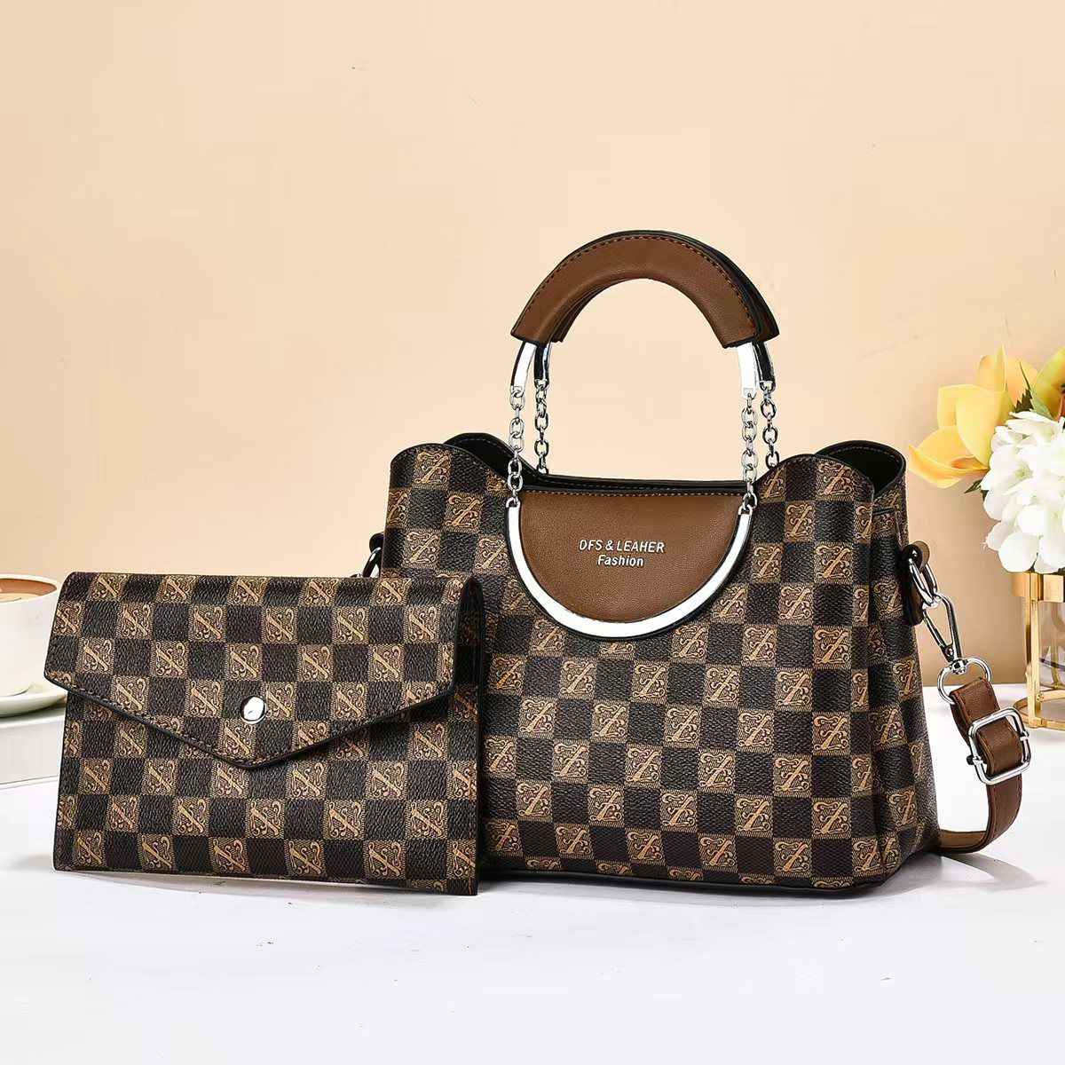 Luxury Women’s Handbag Set 2-in-1 Designer Pattern Shoulder Bag with Matching Wallet
