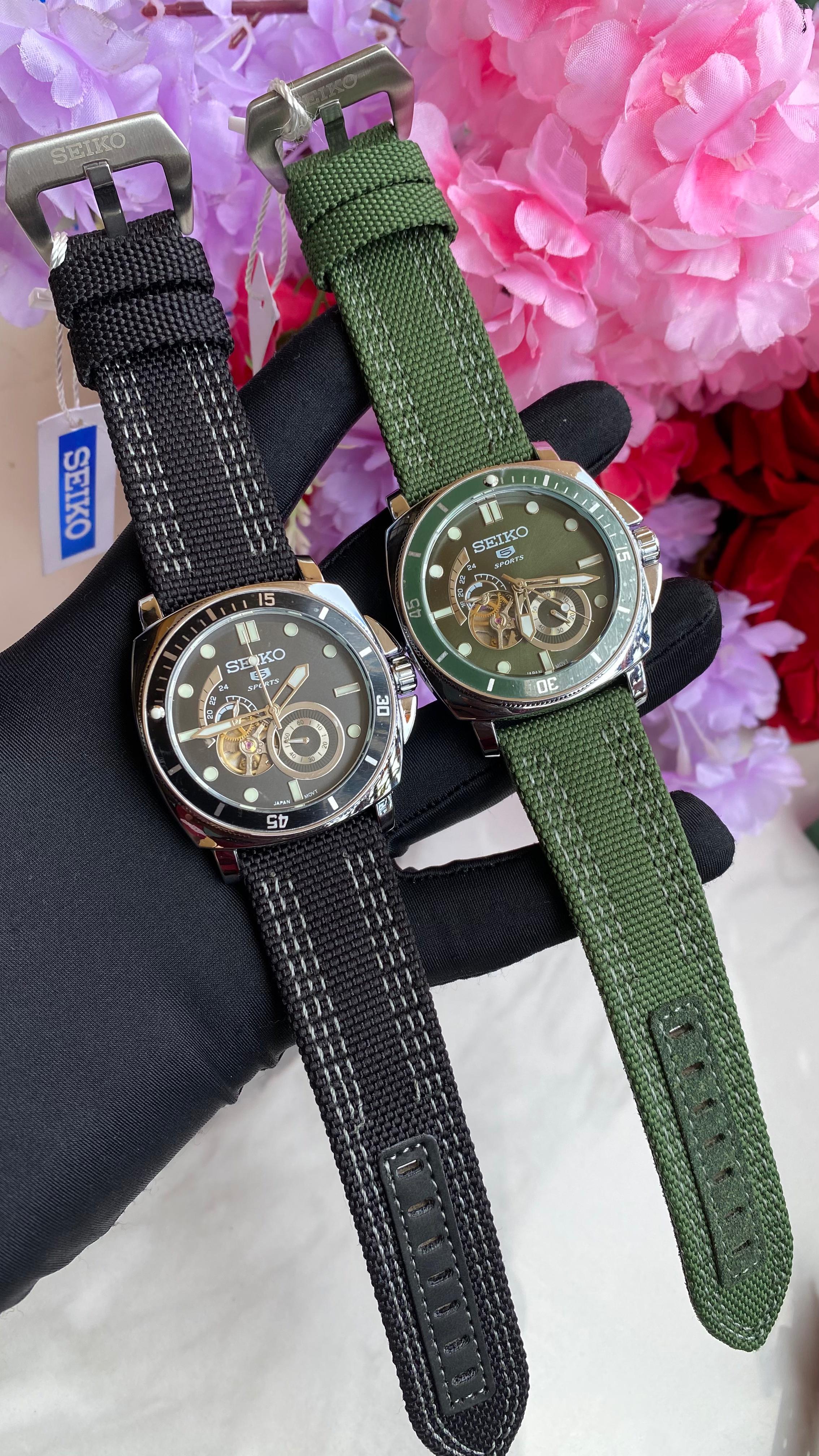 🔥⚡️NEW STOCK⚡️🔥SEIKO 5 SPORTS AUTOMATIC  WATCH  Nylon Strap Military Design