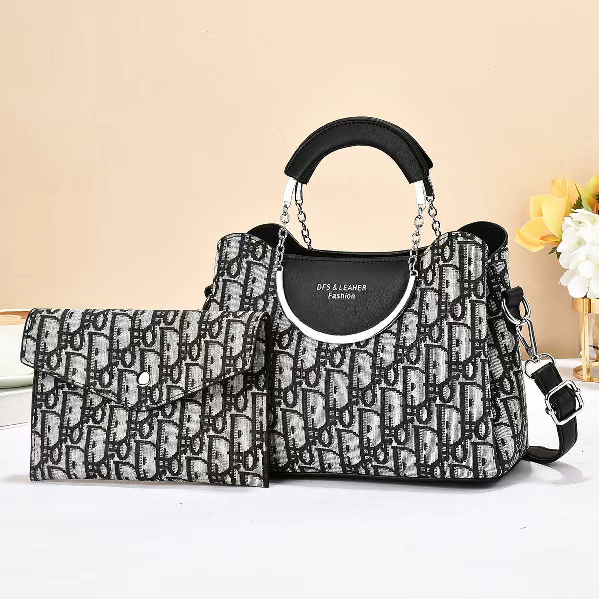 Luxury Women’s Handbag Set 2-in-1 Designer Pattern Shoulder Bag with Matching Wallet