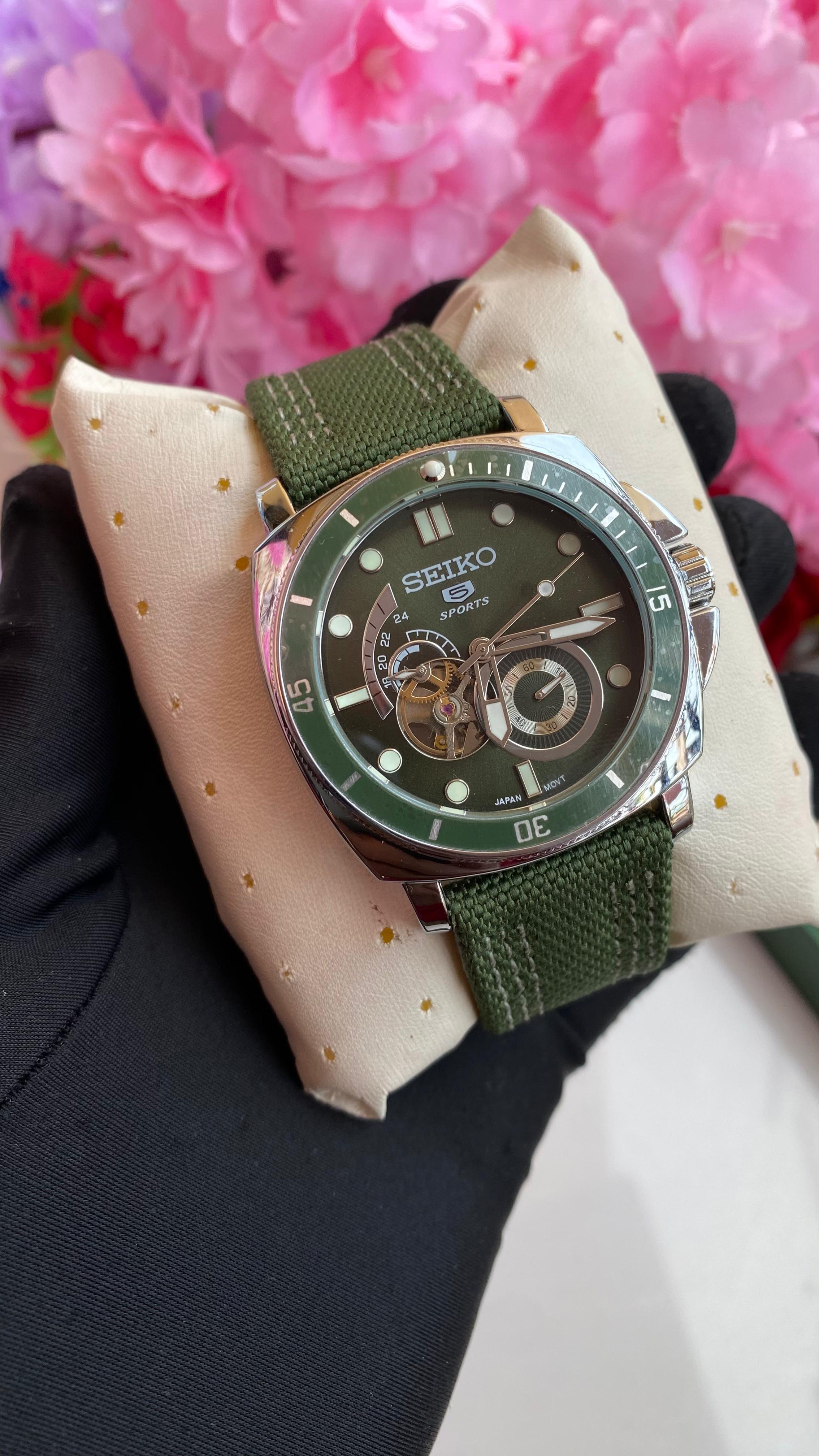 🔥⚡️NEW STOCK⚡️🔥SEIKO 5 SPORTS AUTOMATIC  WATCH  Nylon Strap Military Design