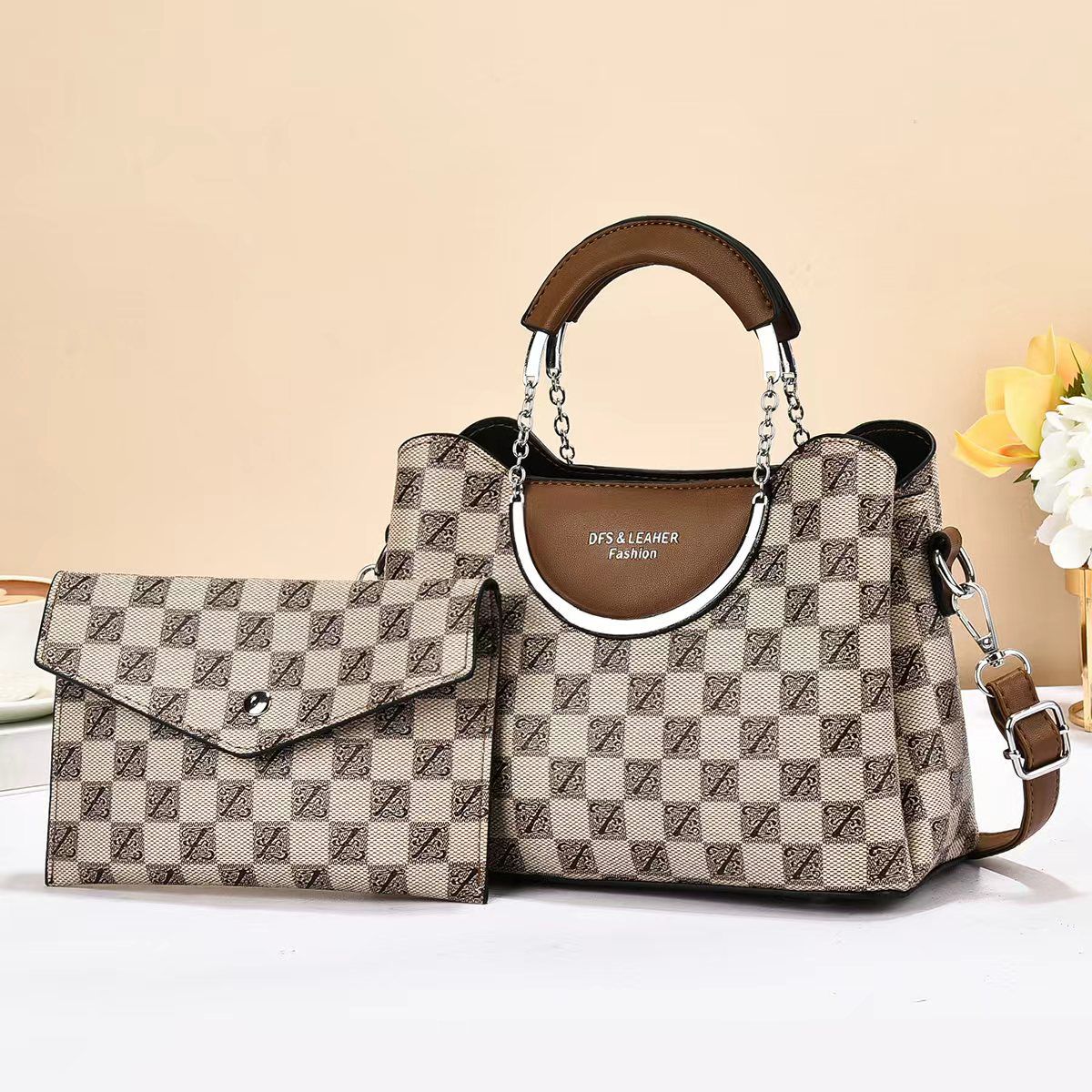 Luxury Women’s Handbag Set 2-in-1 Designer Pattern Shoulder Bag with Matching Wallet