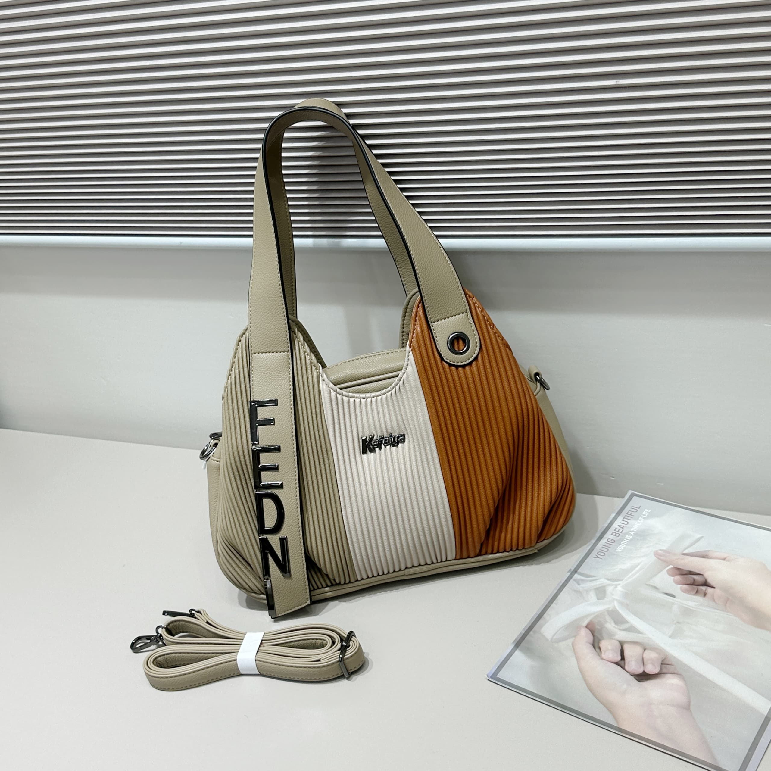 New Arrivals, fully stocked. Women’s Fashion Shoulder Bag PU Leather Handbag with Adjustable Strap – Casual Crossbody Tote Blue & White Design