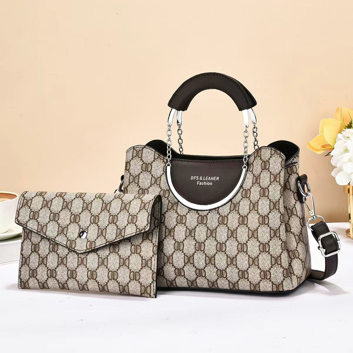 Luxury Women’s Handbag Set 2-in-1 Designer Pattern Shoulder Bag with Matching Wallet