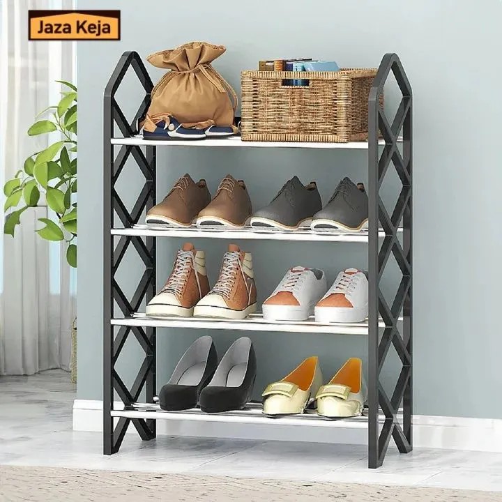 Jaza Keja 4 Layer Slant Bar Shoe Rack Home Doorway Sturdy Multilayer Dormitory Simple Shoe Cabinet Organizer Shoes Rack