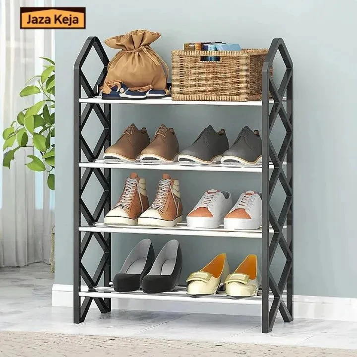 Jaza Keja 4 Layer Slant Bar Shoe Rack Home Doorway Sturdy Multilayer Dormitory Simple Shoe Cabinet Organizer Shoes Rack