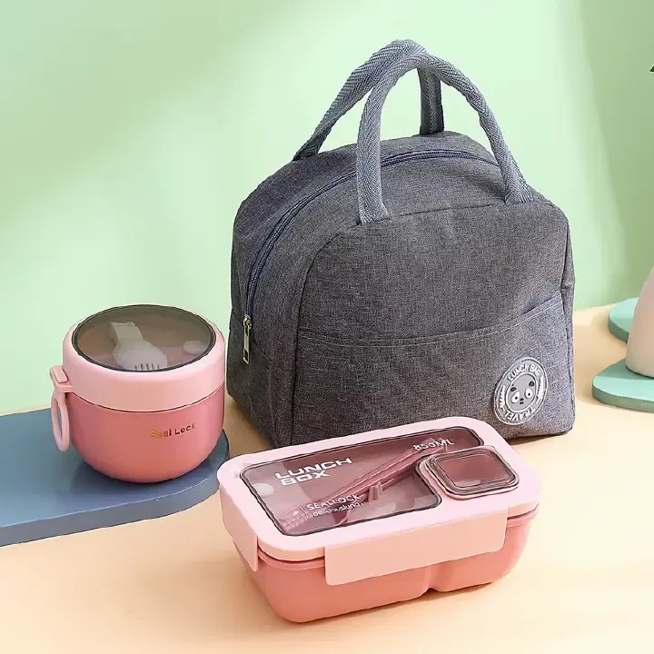 Jaza Keja Lunch Bento Box Set Portable Leak Proof Storage Box Soup Cup With Lid Thermal Bag Reusable Insulated Food Containers for Office Lunch Kids Back To School