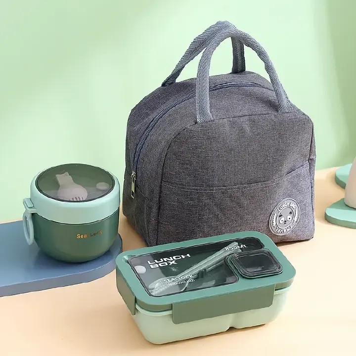 Jaza Keja Lunch Bento Box Set Portable Leak Proof Storage Box Soup Cup With Lid Thermal Bag Reusable Insulated Food Containers for Office Lunch Kids Back To School