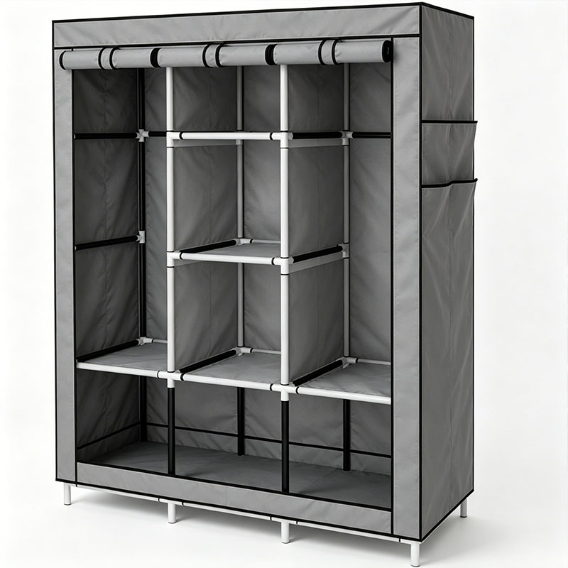 Jaza Keja 3 Columns 130 DIY Large Capacity Metallic Wardrobe Assemble Closets Portable Home Storage with Rolling Door