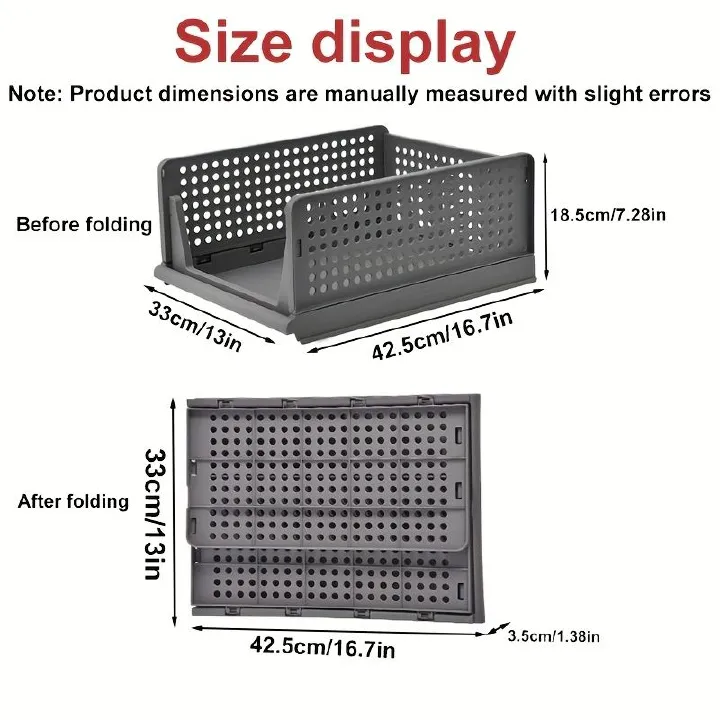 [Limited Offer]Jaza Keja 1PC Stackable Plastic Closet Organizer Box with Sliding Drawers Bins Foldable Storage Basket for Wardrobe Cupboard Kitchen Bathroom Office
