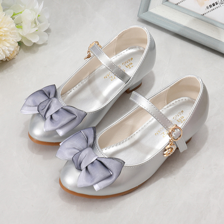 New girls' leather shoes bow princess shoes with dresses, high heels and shoes are suitable for daily casual birthday, school party and dinner performances.