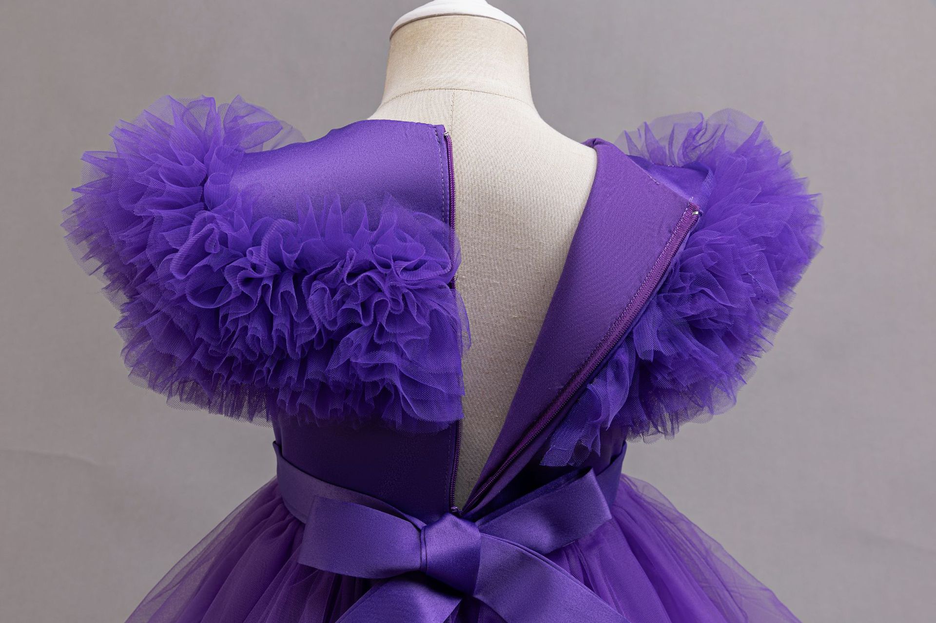 Summer new high-end girl dress round neck gauze fluffy skirt cute princess skirt long dress suitable for birthday school party family party dinner dress costume.
