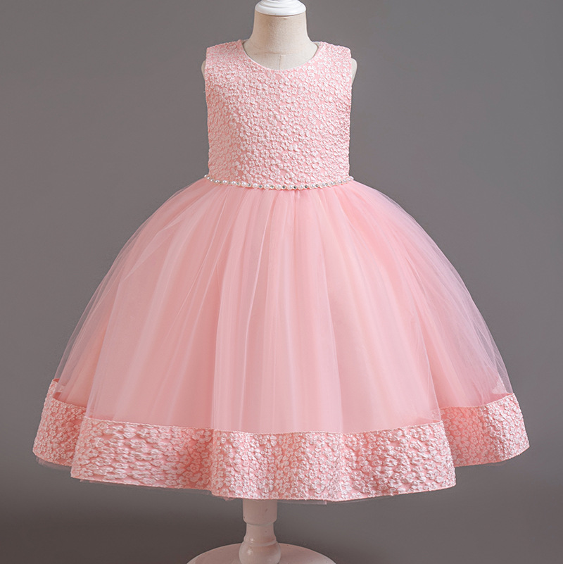 Summer new girls' dress suit long sleeve lapel coat sleeveless round neck beaded gauze princess skirt small satchel dress three-piece birthday school party family party dinner dress costume.