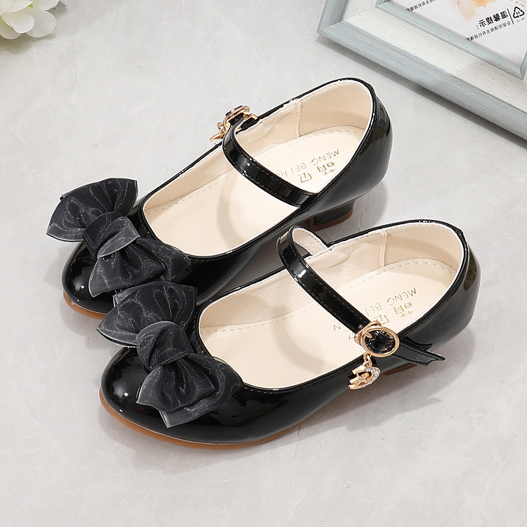 New girls' leather shoes bow princess shoes with dresses, high heels and shoes are suitable for daily casual birthday, school party and dinner performances.