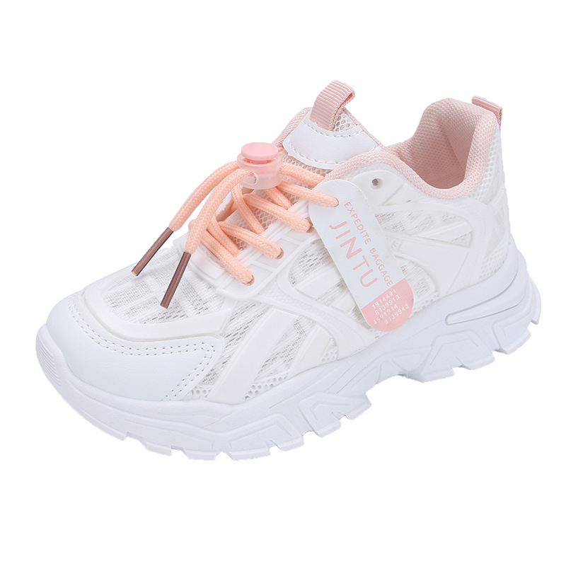 The new girls' sports shoes are light, breathable and non-slip mesh soft-soled children's running shoes suitable for daily leisure sports and outdoor running training.