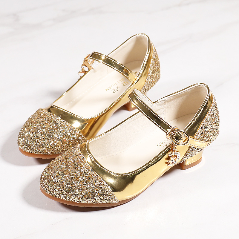 New girls' leather shoes with dresses, princess shoes and sequined high-heeled shoes are suitable for daily casual birthday parties, school Christmas parties and dinner performances.