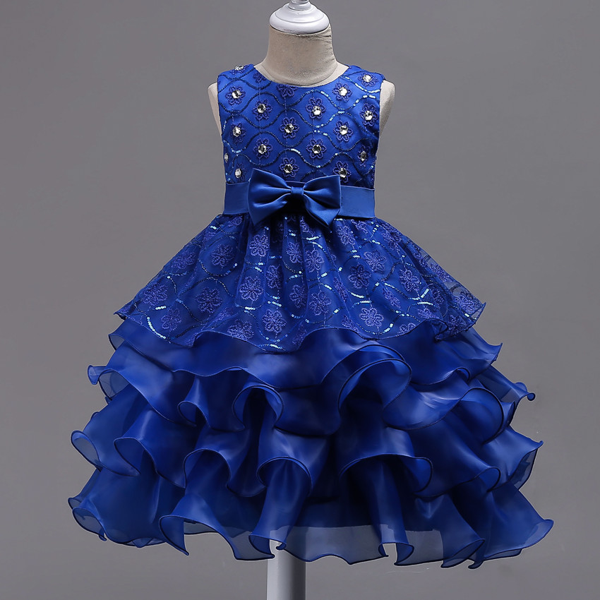 Summer new girls' dresses sleeveless round neck studded bow mesh fluffy princess skirt long dress cake skirt suitable for birthday school party family party dinner dress costume.