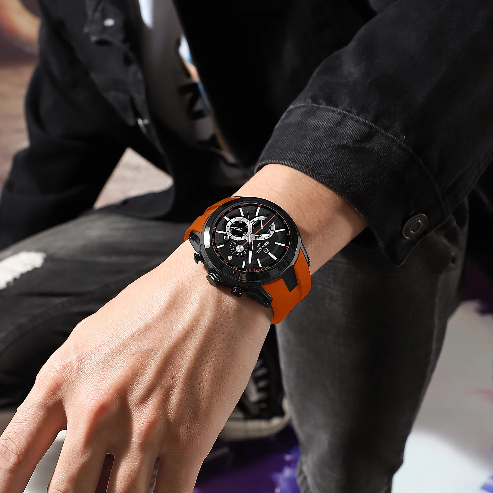 Reward new men's quartz watch multifunctional sports watch waterproof luminous chronograph silicone with men's watches