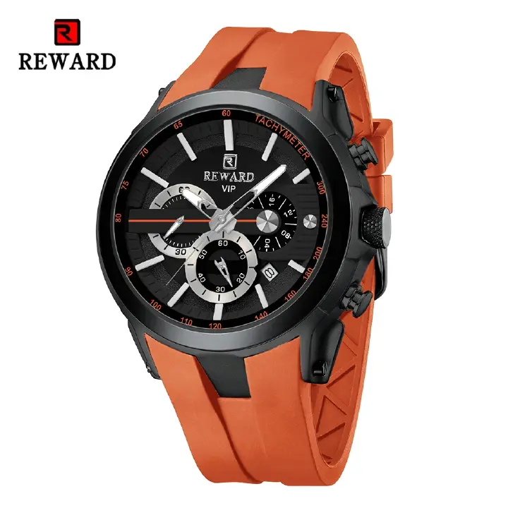 Reward new men's quartz watch multifunctional sports watch waterproof luminous chronograph silicone with men's watches