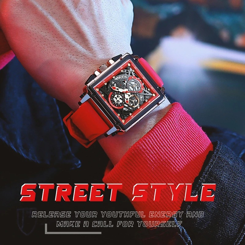 LIGE new men's quartz watch fashion square multifunctional calendar timing small pin waterproof silicone belt men's watches suitable for leisure sports business wear.