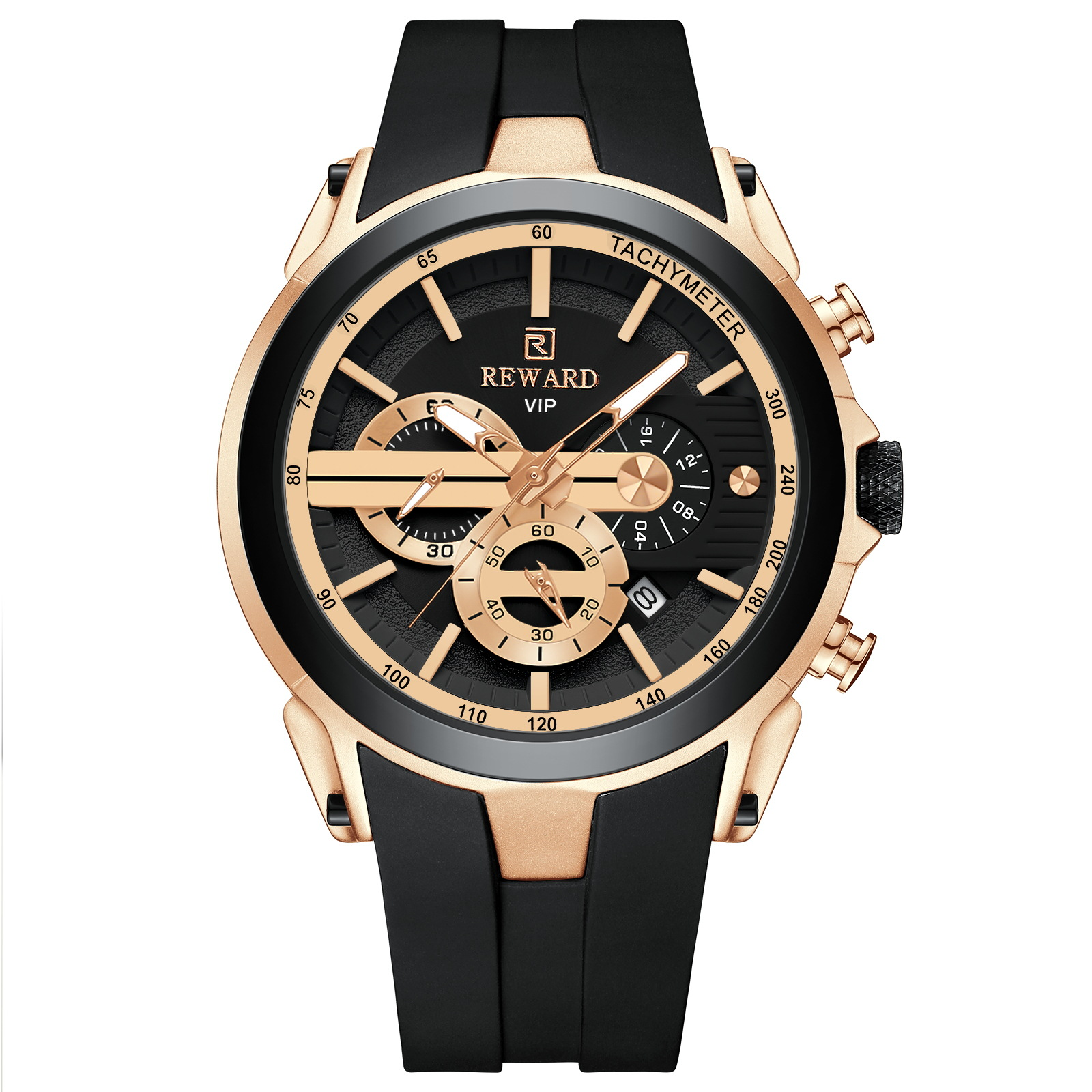 Reward new men's quartz watch multifunctional sports watch waterproof luminous chronograph silicone with men's watches