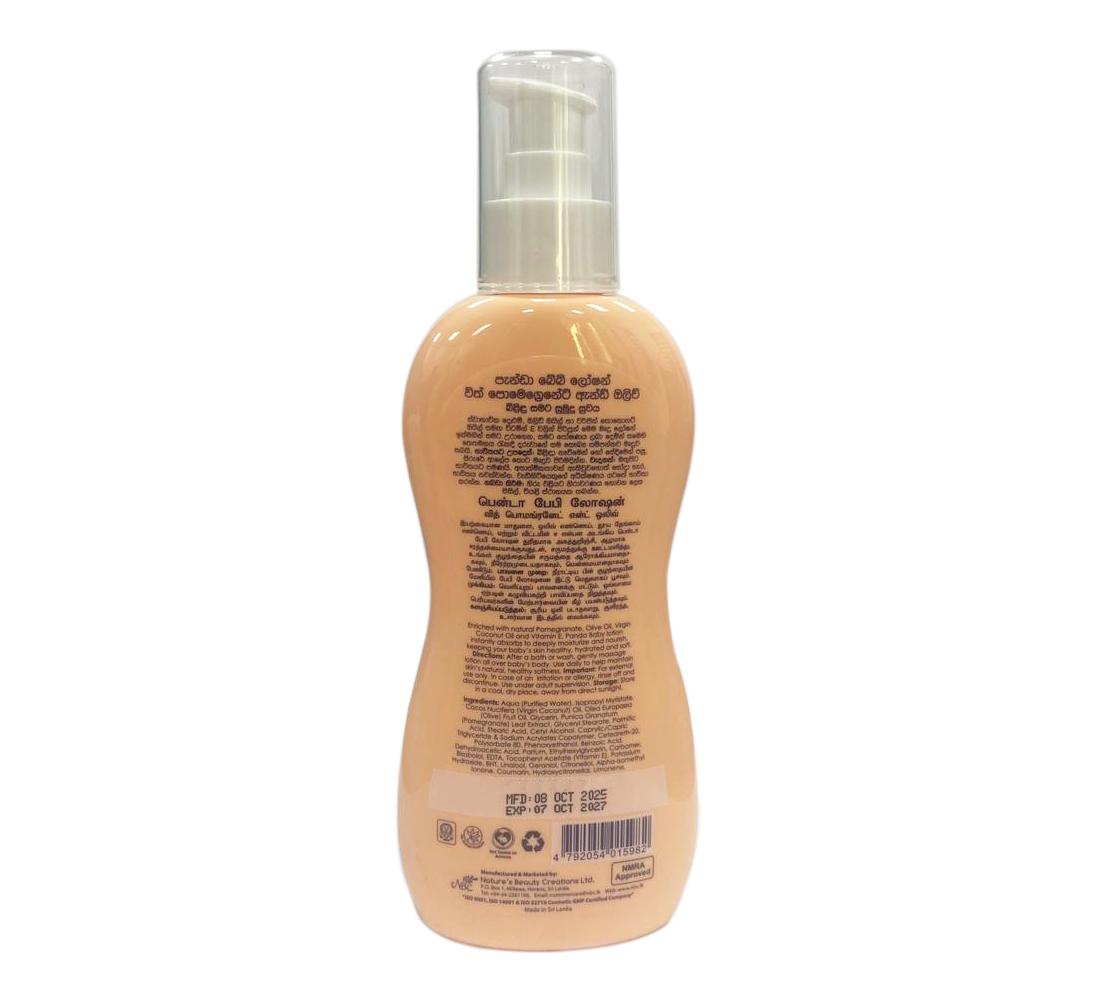 Panda Baby Lotion with Pomegranate and Olive-Enriched with natural Pomegranate, Olive Oil, Virgin Coconut Oil and Vitamin E