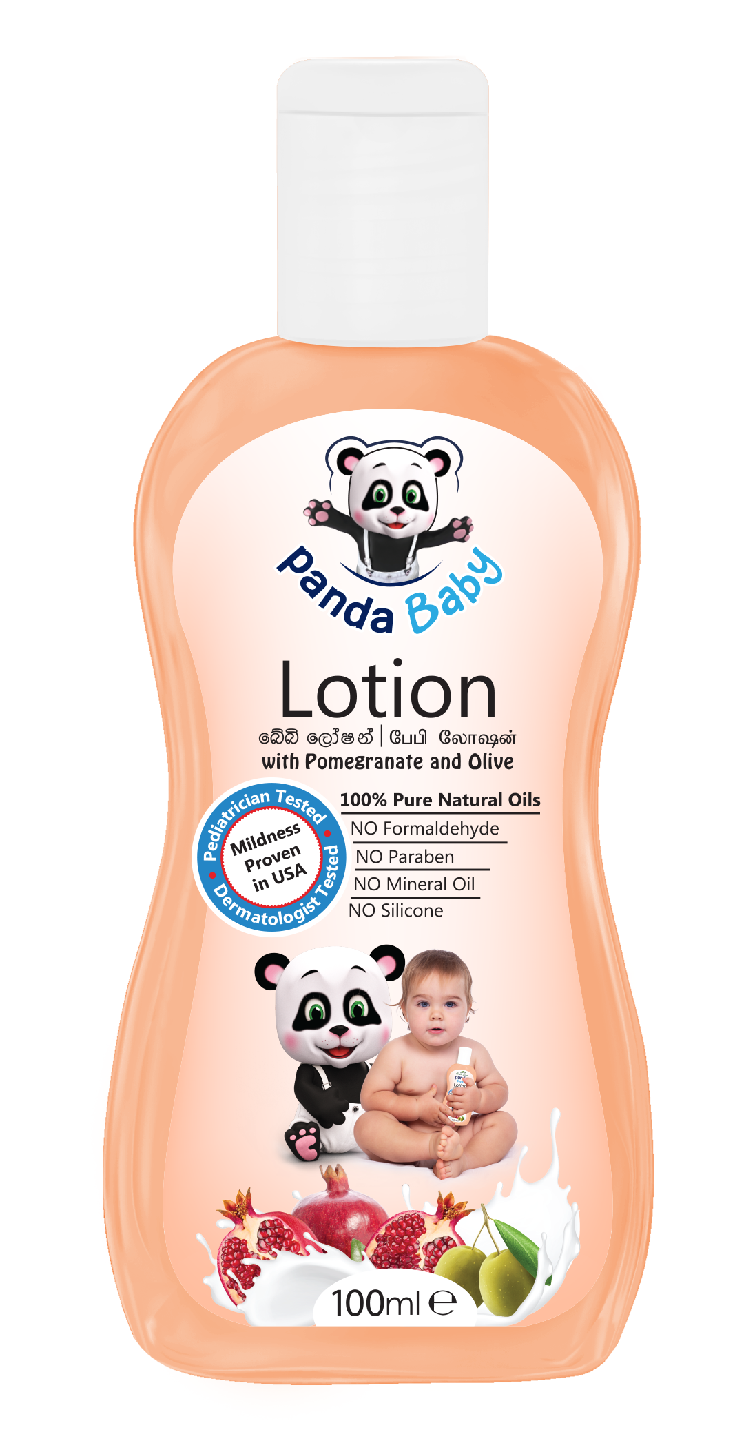 Panda Baby Lotion with Pomegranate and Olive-Enriched with natural Pomegranate, Olive Oil, Virgin Coconut Oil and Vitamin E