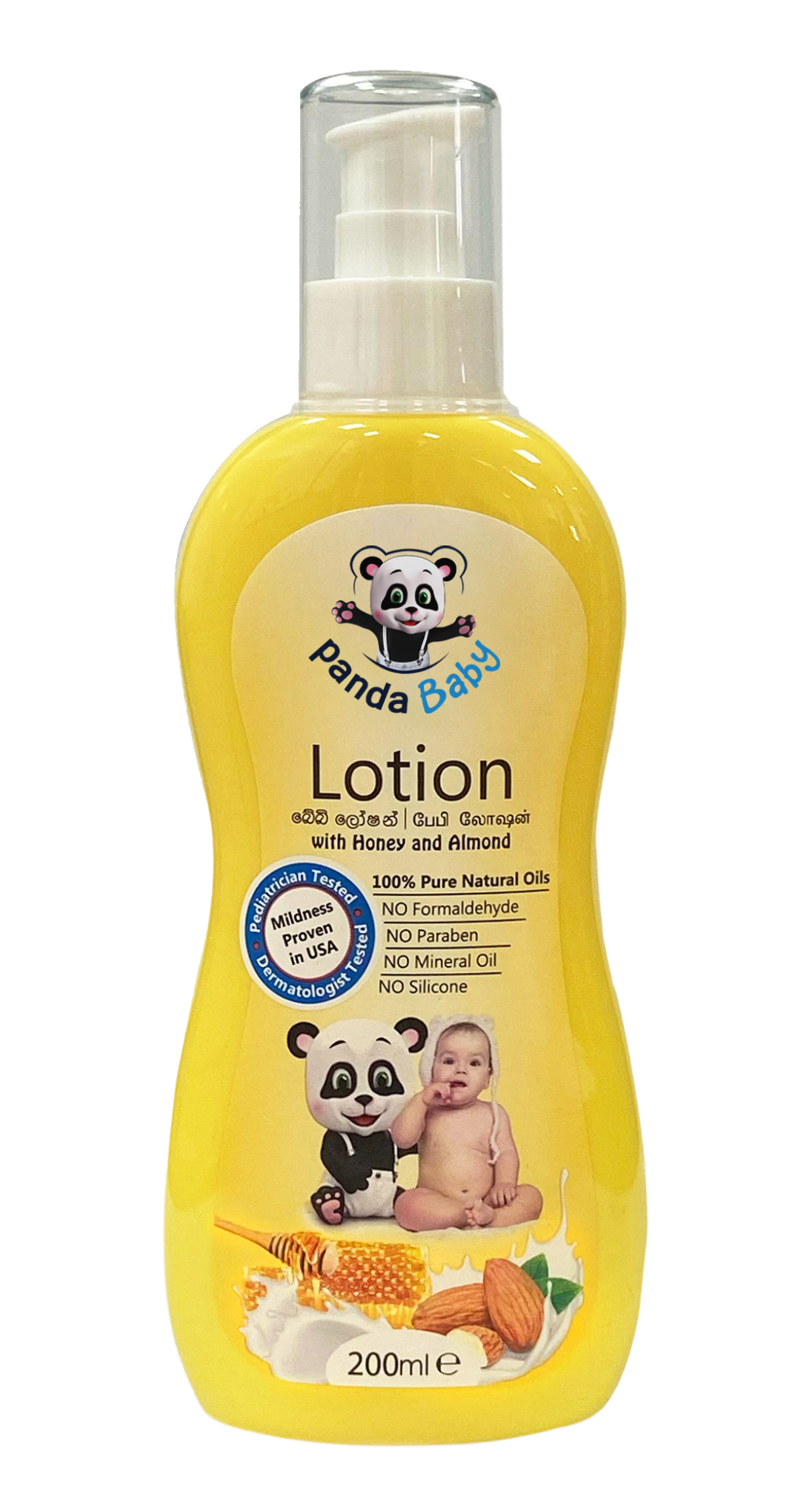 Panda Baby Lotion with Honey and Almond- Enriched with the ultra-natural goodness of Almond Oil, Bee’s Honey, Virgin Coconut Oil and skin caring Vitamin E