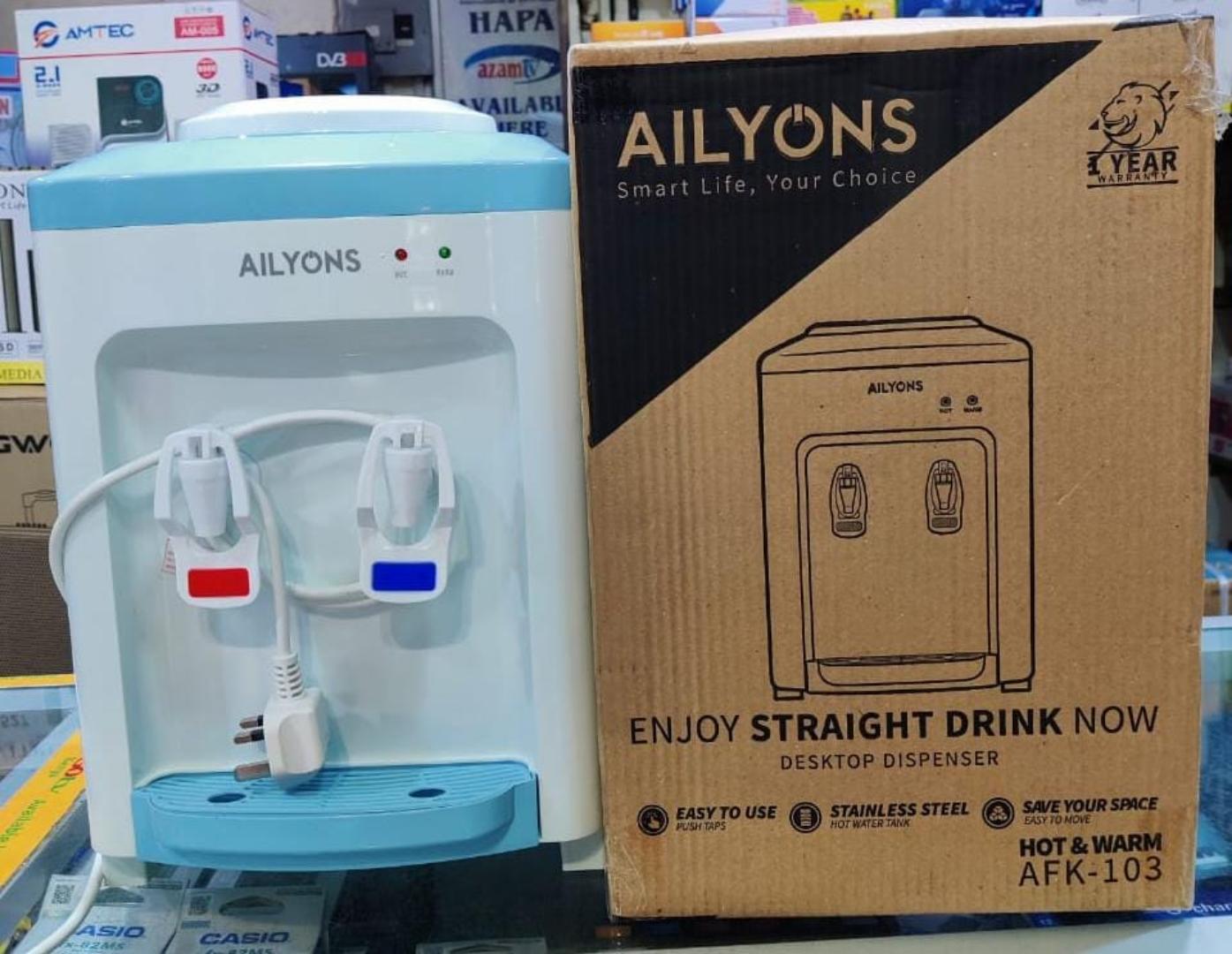 AILYONS AFK _103 table top water dispenser _hot and warm _2 taps_white blue.