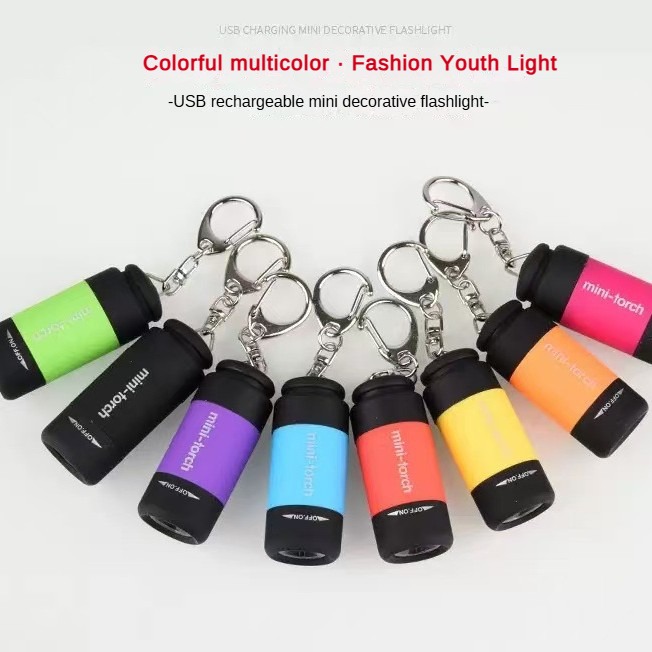 Mini Colorful Ultra-Bright Flashlight — Portable USB-Rechargeable Waterproof LED Keychain Light for Outdoor and Home Use