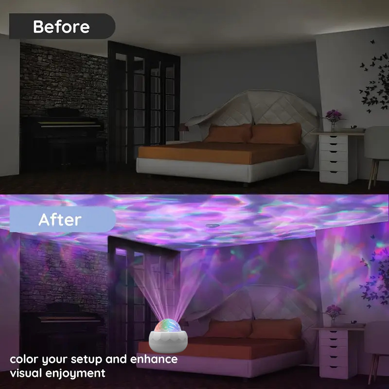 Colorful Water Ripple Projection Lamp | Aurora Starry Sky Light | Ambient Mood Lamp | Decorative Night Light | USB-Powered