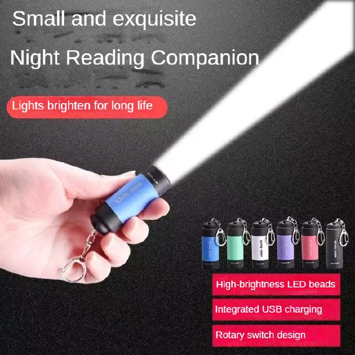 Mini Colorful Ultra-Bright Flashlight — Portable USB-Rechargeable Waterproof LED Keychain Light for Outdoor and Home Use