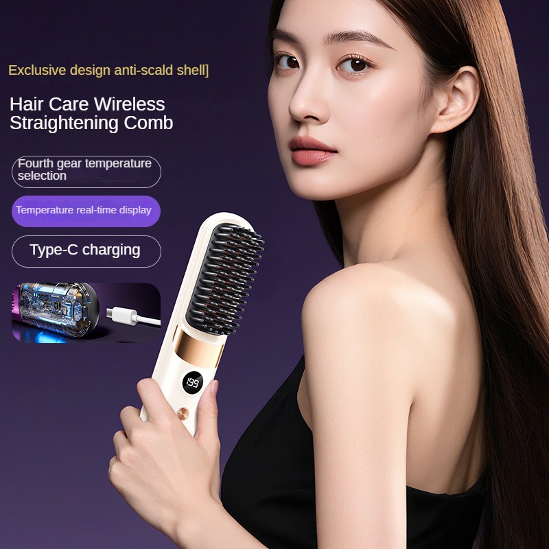 Cordless Heated Hair Straightener — 3-in-1 Dual-Purpose Straightening & Curling Iron, Ideal for Styling Bangs and Curls — Personal Hair Care Tool