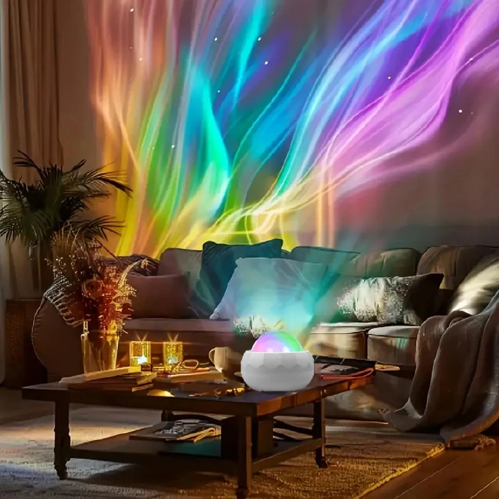 Colorful Water Ripple Projection Lamp | Aurora Starry Sky Light | Ambient Mood Lamp | Decorative Night Light | USB-Powered