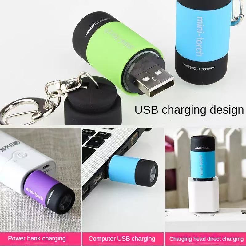 Mini Colorful Ultra-Bright Flashlight — Portable USB-Rechargeable Waterproof LED Keychain Light for Outdoor and Home Use