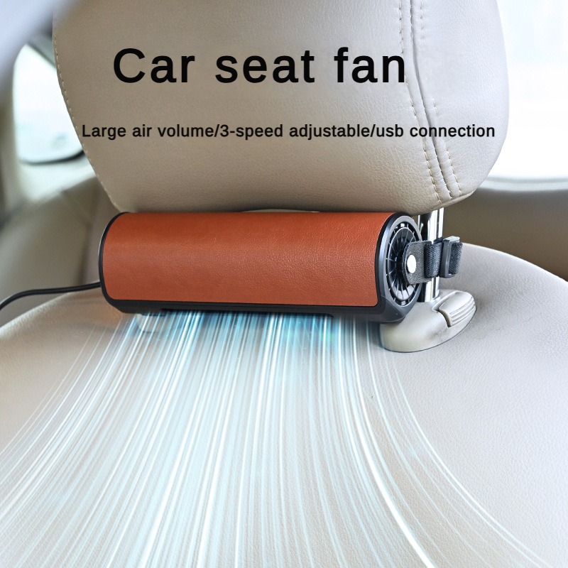 Creative New USB Car Seat Fan, Universal Rear Seat Headrest Fan for Car Backseat, Adjustable Backrest Mount Car Cooling Fan for Passengers, Quiet Auto Vehicle Fan with USB Plug-in