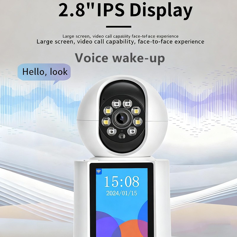 HD Smart Security Camera with 2.8 Inch Screen, Two-Way Video Call, One-Click Remote Voice Talk, WiFi Wireless Surveillance Camera for Home Security Baby Monitor