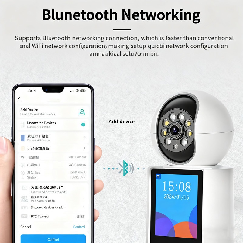 HD Smart Security Camera with 2.8 Inch Screen, Two-Way Video Call, One-Click Remote Voice Talk, WiFi Wireless Surveillance Camera for Home Security Baby Monitor