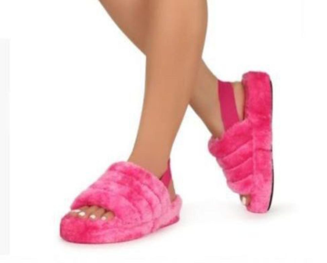fluffy slides sandals